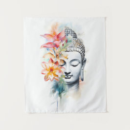 Portrait Buddha Charcoal Wasserfarben Art Poster Wandteppich