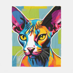Portrait Cat Sphynx Pop Fleecedecke