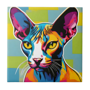 Portrait Cat Sphynx Pop Fliese