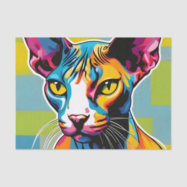 Portrait Cat Sphynx Pop Seidenpapier (Vorderseite)