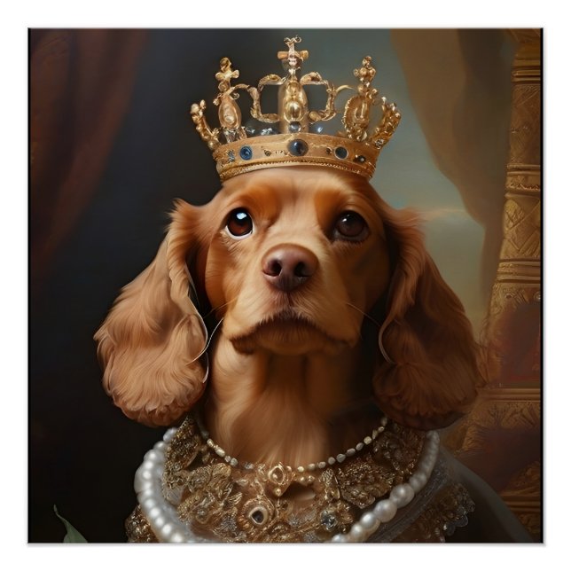 Portrait Cocker Spanisch die Königin Kronenkronenk Poster (Vorderseite)