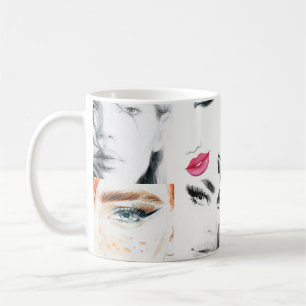 Portrait Collage Illustration Kaffeetasse