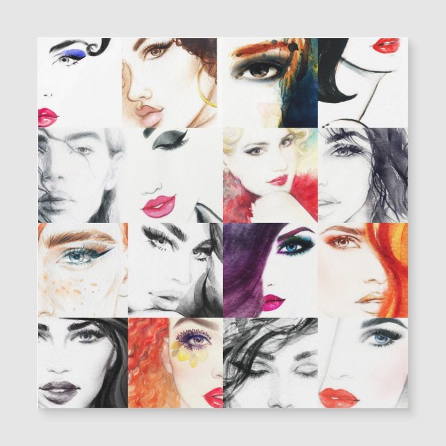 Portrait Collage Illustration Magnetkarte (Vorderseite)