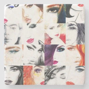 Portrait Collage Illustration Steinuntersetzer