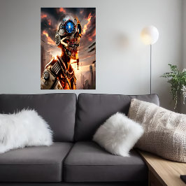 Portrait Cyberpunk-Skelett | AI Art Poster