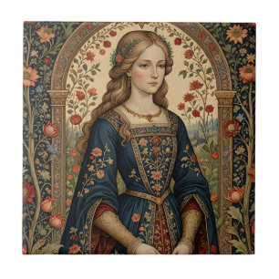 Portrait Dame im Renaissan Mittelalter Fliese