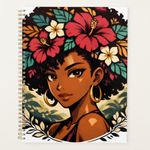 Portrait d'anime de fille noire farouche
