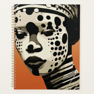 Portrait d'Art Tribal Monochrome de Femme
