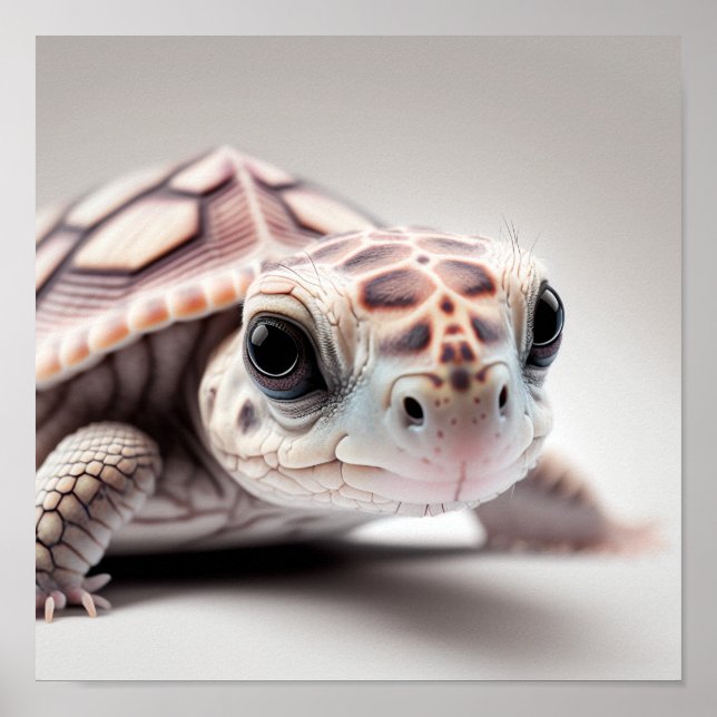 Portrait de bébé tortue mignon | Affiche carrée 1: (Devant)