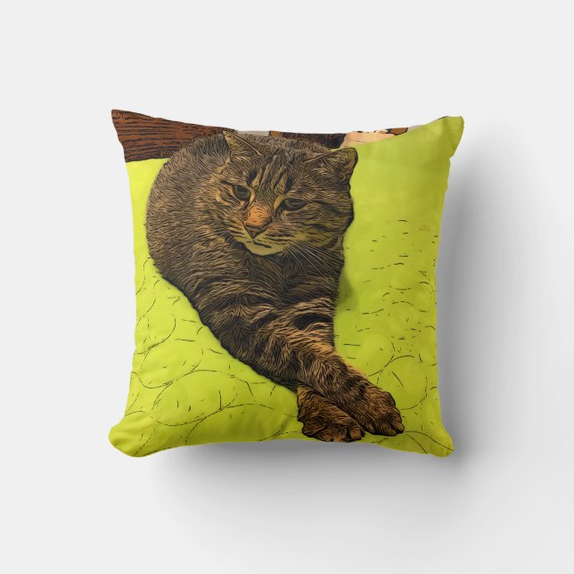 Portrait de chat Oreillers décoratifs Art moderne (Recto)