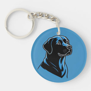 Portrait de chien dans un cercle bleu