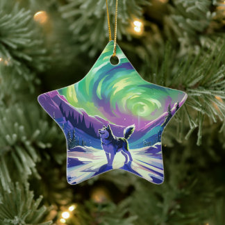 Portrait de chien Husky Ornement d'animal de compa