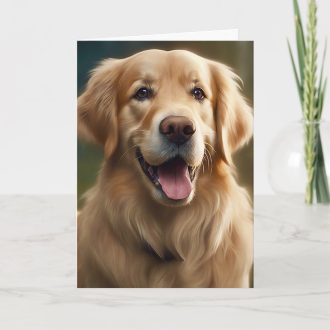 Portrait de chien Retriever doré Carte de vœux vie (Devant)