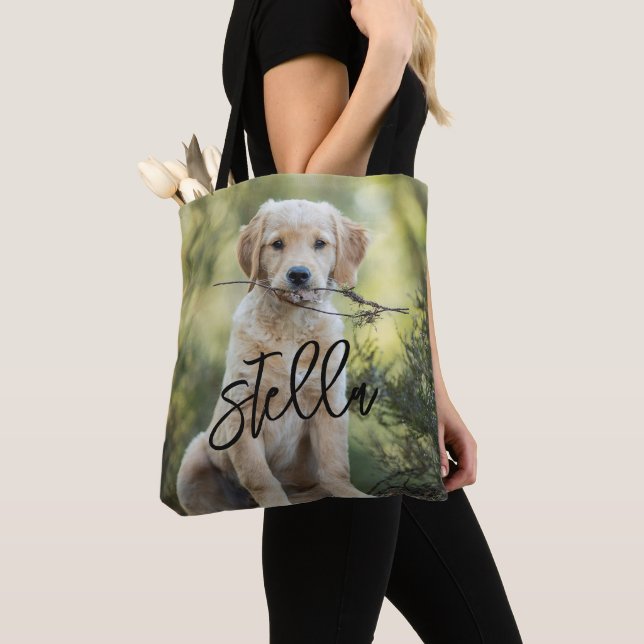 Portrait de chien Sac fourre-tout, Nom personnalis (De près)