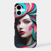 Portrait de femme stylisé élégant avec flux coloré