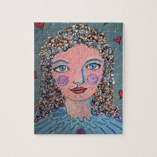 Portrait de fille fantaisiste en puzzle