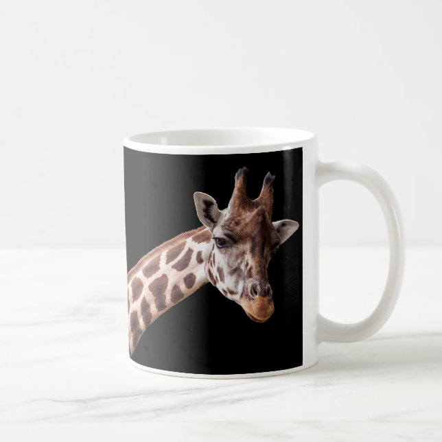 Portrait de girafe sur le noir - tasse (Droite)