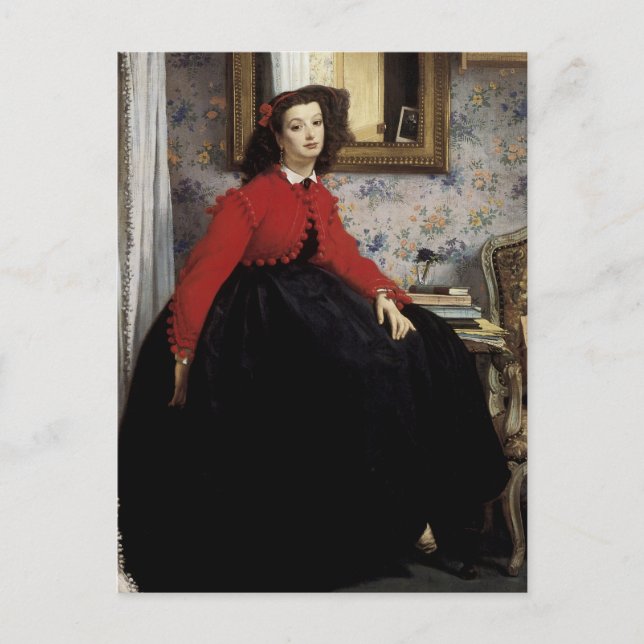 Portrait de Jeune Femme en Veste Rouge Postkarte (Vorderseite)