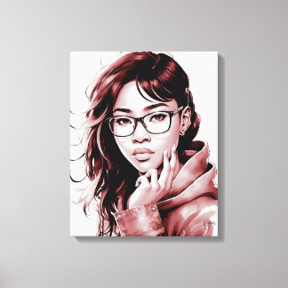 Portrait de la fille avec lunettes toile Imprimer