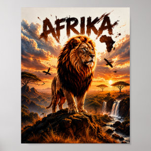 Portrait de lion majestueux affiche d'art mural fa