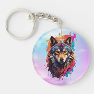 Portrait de loup coloré Art animalier abstrait-876