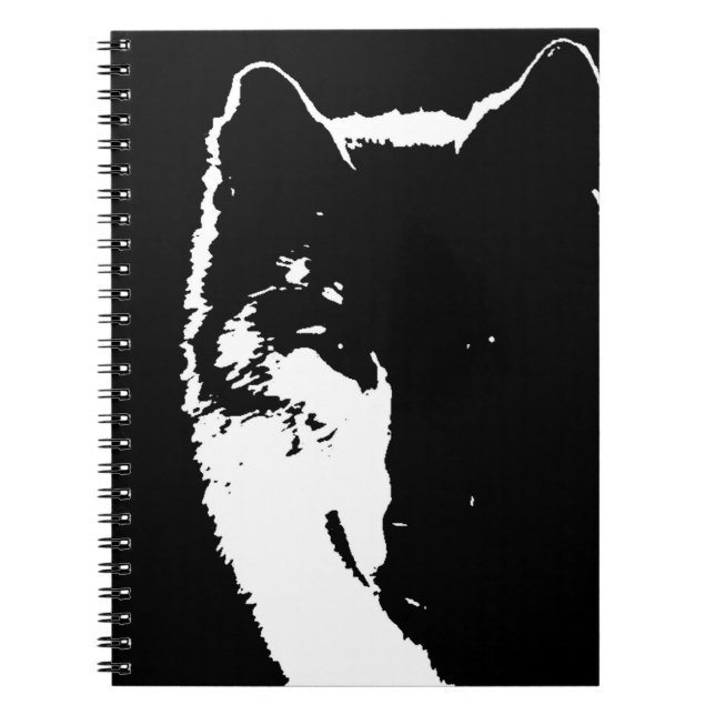 Portrait de loup noir et blanc au Carnet de nuit (Devant)