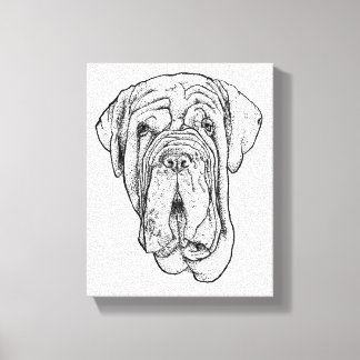 Portrait de Mastiff dessiné à la main sur toile