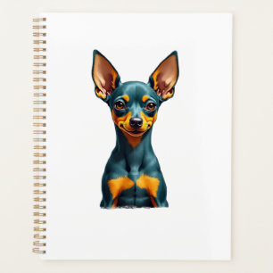 Portrait de Pinscher Miniature Vintage Coloré Grav