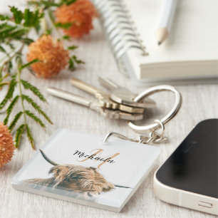 Portrait de vache Highland nom personnalisé monogr