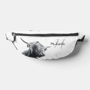 Portrait de vache Highland premier monogramme noir