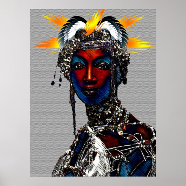 Portrait der afrikanischen Stammeskönigin Poster (Vorne)