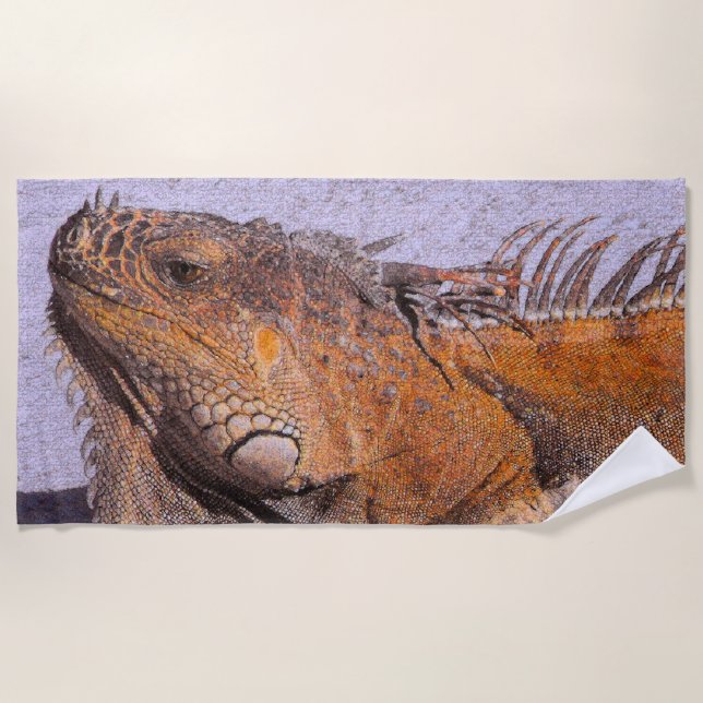 Portrait der Iguana Strandtuch (Vorderseite)