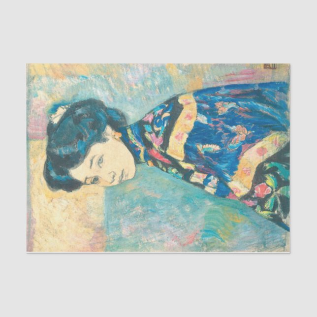 Portrait der japanischen Frau (von Fujishima Takej Seidenpapier (Vorderseite)