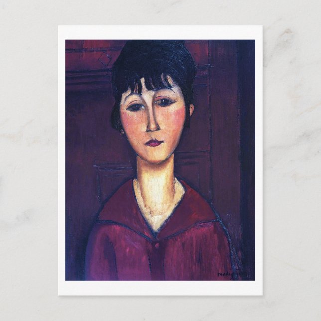 Portrait der jungen Frau, Modigliani Postkarte (Vorderseite)