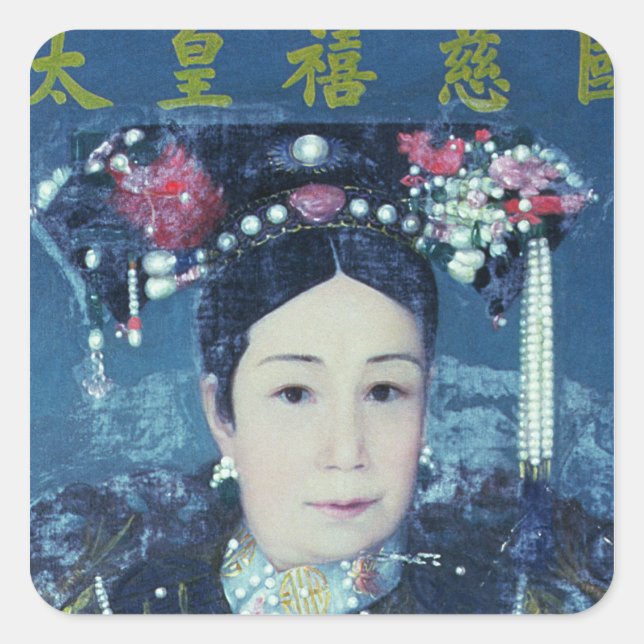 Portrait der Kaiserin Dowager Cixi Quadratischer Aufkleber (Vorderseite)