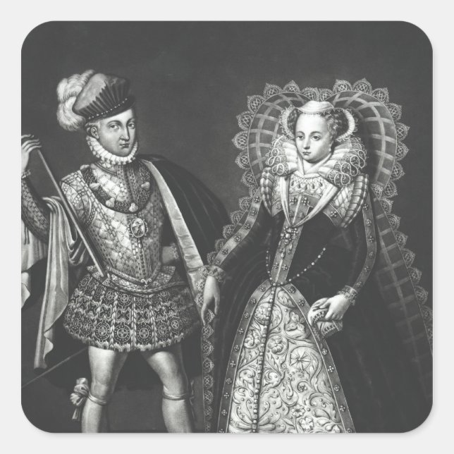 Portrait der Mary Queen of Schotten Quadratischer Aufkleber (Vorderseite)