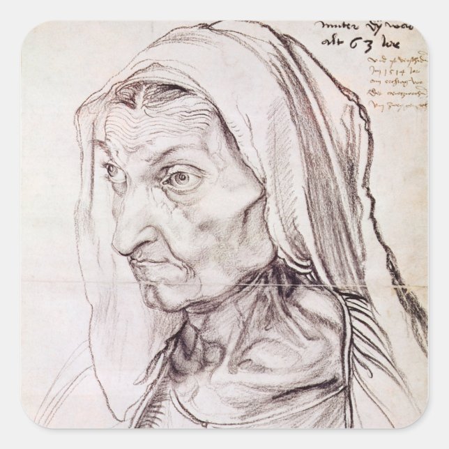Portrait der Mutter des Künstlers, 1514 Quadratischer Aufkleber (Vorderseite)