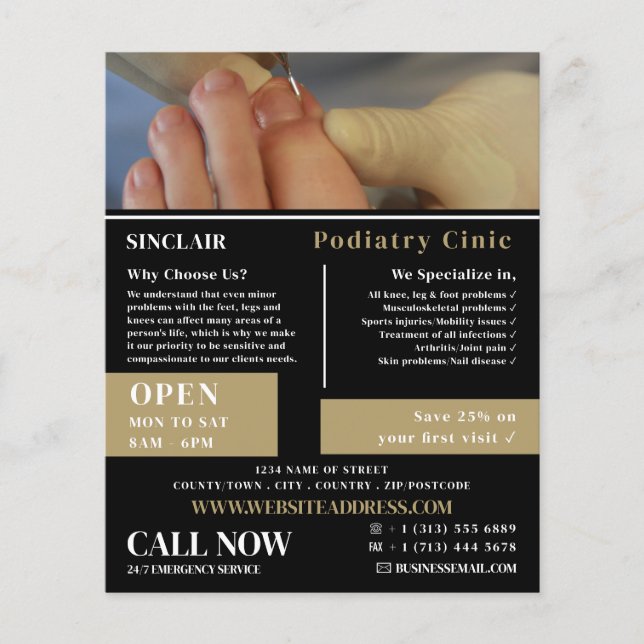 Portrait der Nagelpflege, Podiatrie-Klinik, Podiat Flyer (Vorne)
