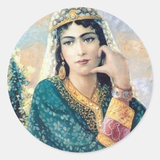 Portrait der persischen Frau Runder Aufkleber (Vorderseite)