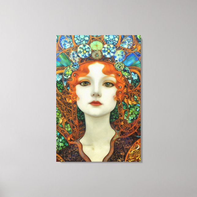 Portrait der schönen Frau im Stil eines verkleidet Leinwanddruck (Vorderseite)