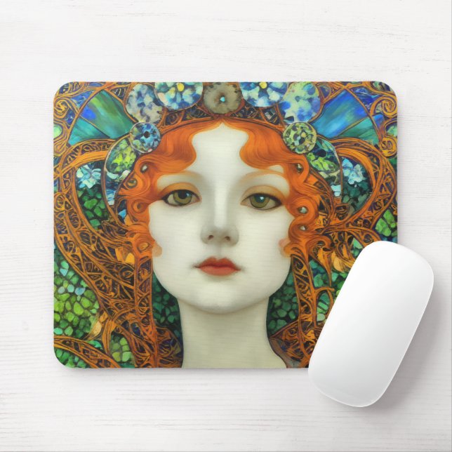 Portrait der schönen Frau im Stil eines verkleidet Mousepad (Mit Mouse)