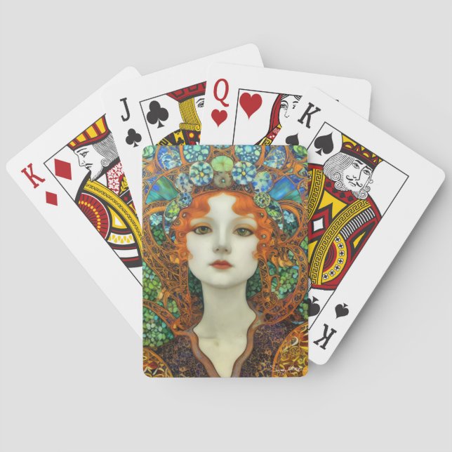 Portrait der schönen Frau im Stil eines verkleidet Spielkarten (Rückseite)