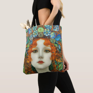 Portrait der schönen Frau im Stil eines verkleidet Tasche