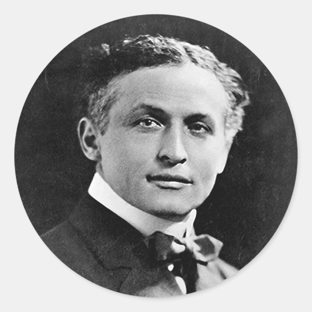 Portrait des amerikanischen Magician Harry Houdini Runder Aufkleber (Vorderseite)
