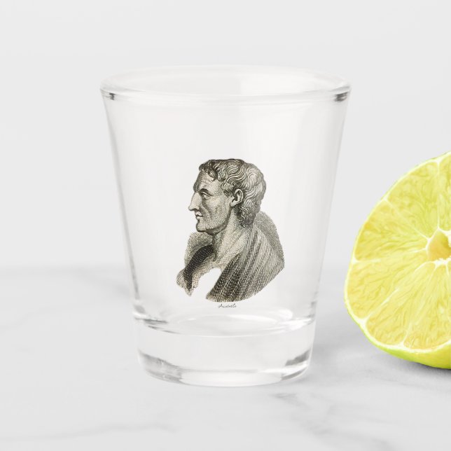 Portrait des antiken griechischen Philosophen Aris Schnapsglas (Vorderseite)