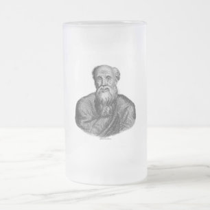 Portrait des antiken griechischen Philosophen Demo Mattglas Bierglas