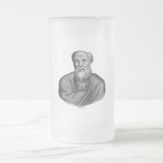 Portrait des antiken griechischen Philosophen Demo Mattglas Bierglas (Mittel)