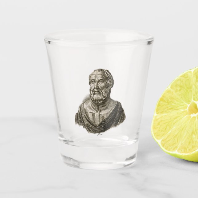 Portrait des antiken griechischen Philosophen Plat Schnapsglas (Vorderseite)