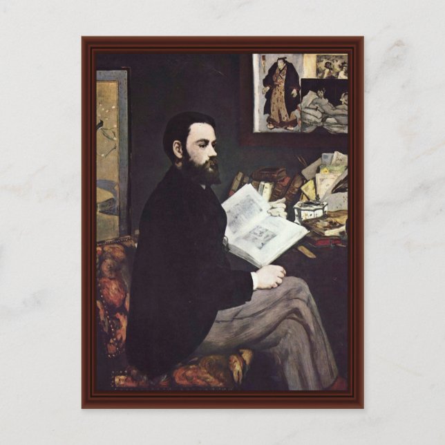 Portrait des Emile Zola von Manet Edouard Postkarte (Vorderseite)