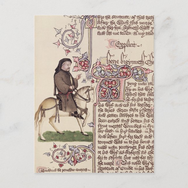 Portrait des Faksimiles von Geoffrey Chaucer von Postkarte (Vorderseite)